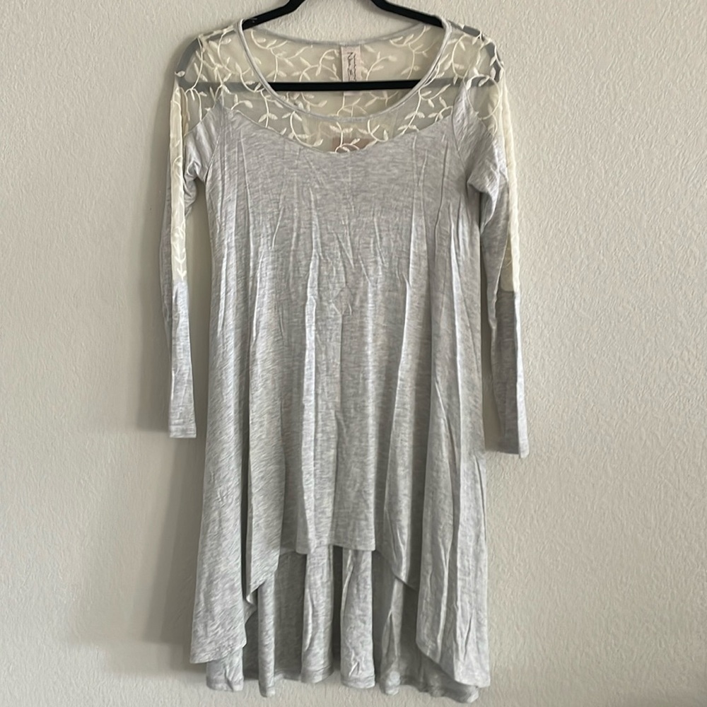 Noa Elle Women Tunic Small Grey Lace Phoenix Western Coastal Cowgirl Festival